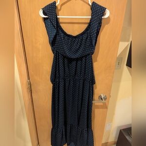 Christopher & Banks Navy and White Dot Dress